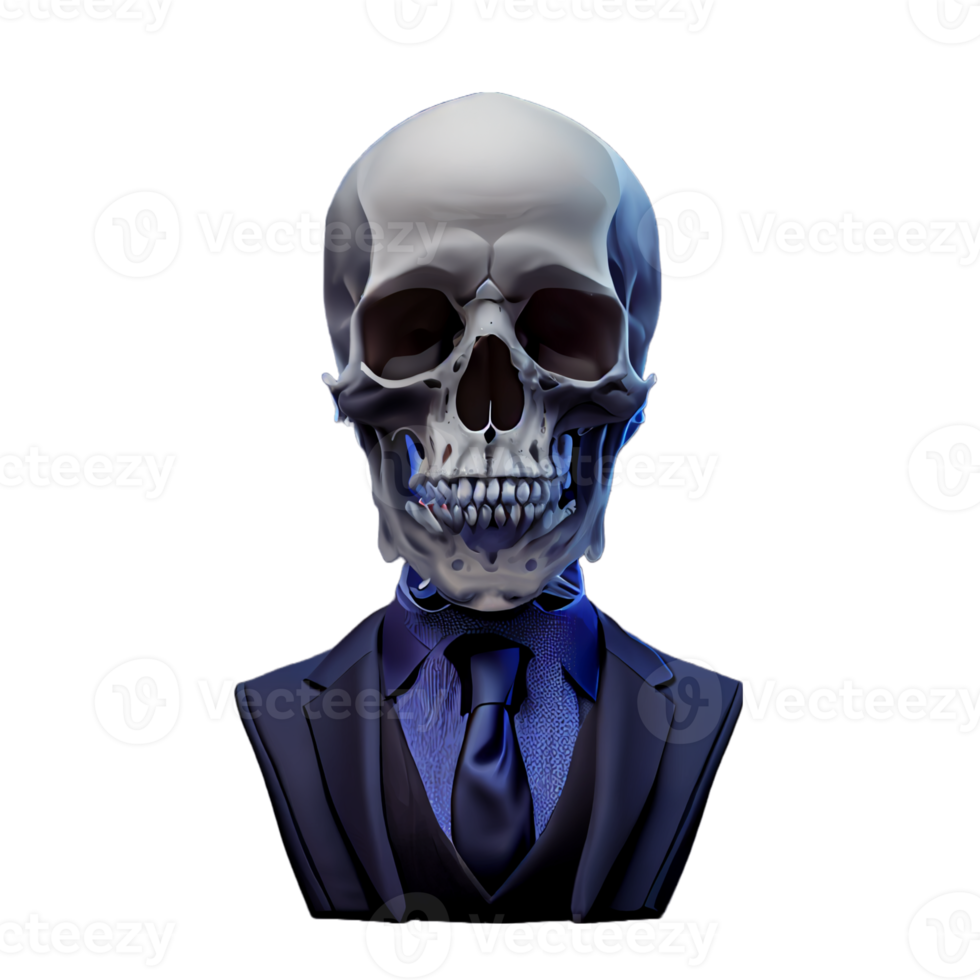 portret van een schedel gekleed in een formeel bedrijf pak png