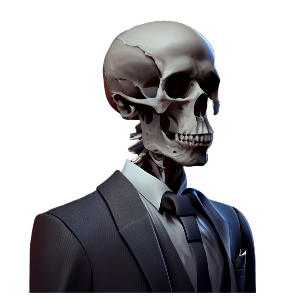 retrato de una calavera vestida con un traje de negocios formal png