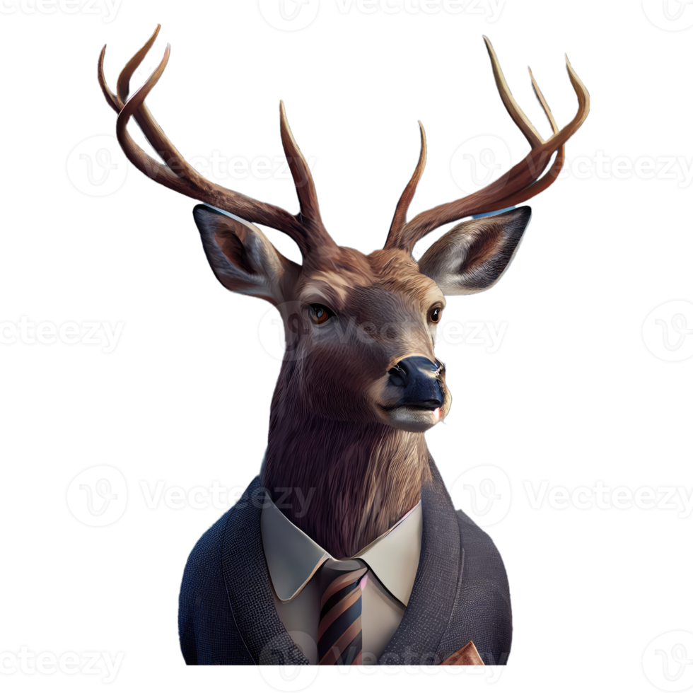 Portrait of a deer dressed in a formal business suit png
