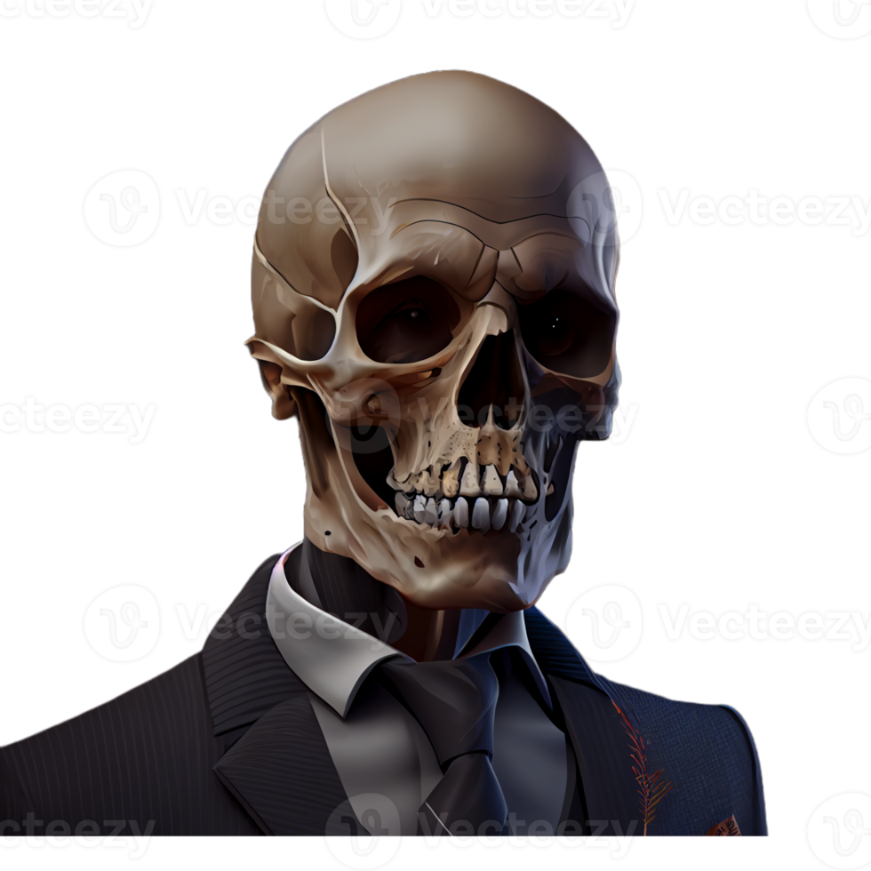 Portrait of a skull dressed in a formal business suit png