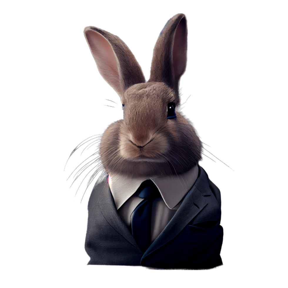 retrato de un conejo vestido con un traje de negocios formal png