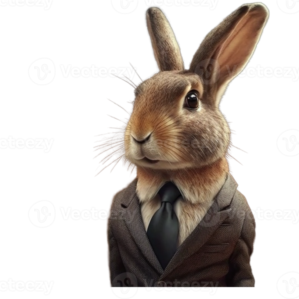 Portrait of a rabbit dressed in a formal business suit png