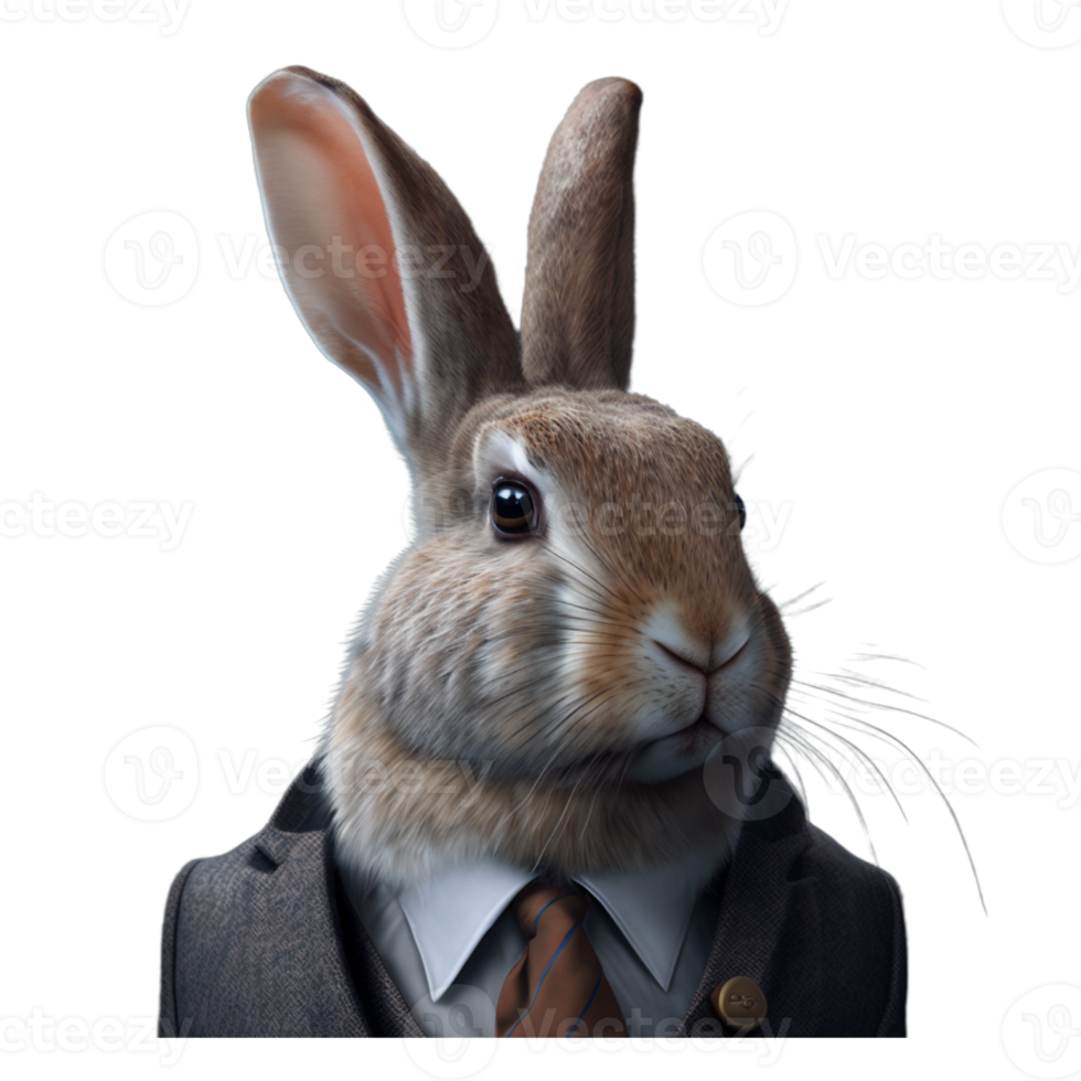 Portrait of a rabbit dressed in a formal business suit png