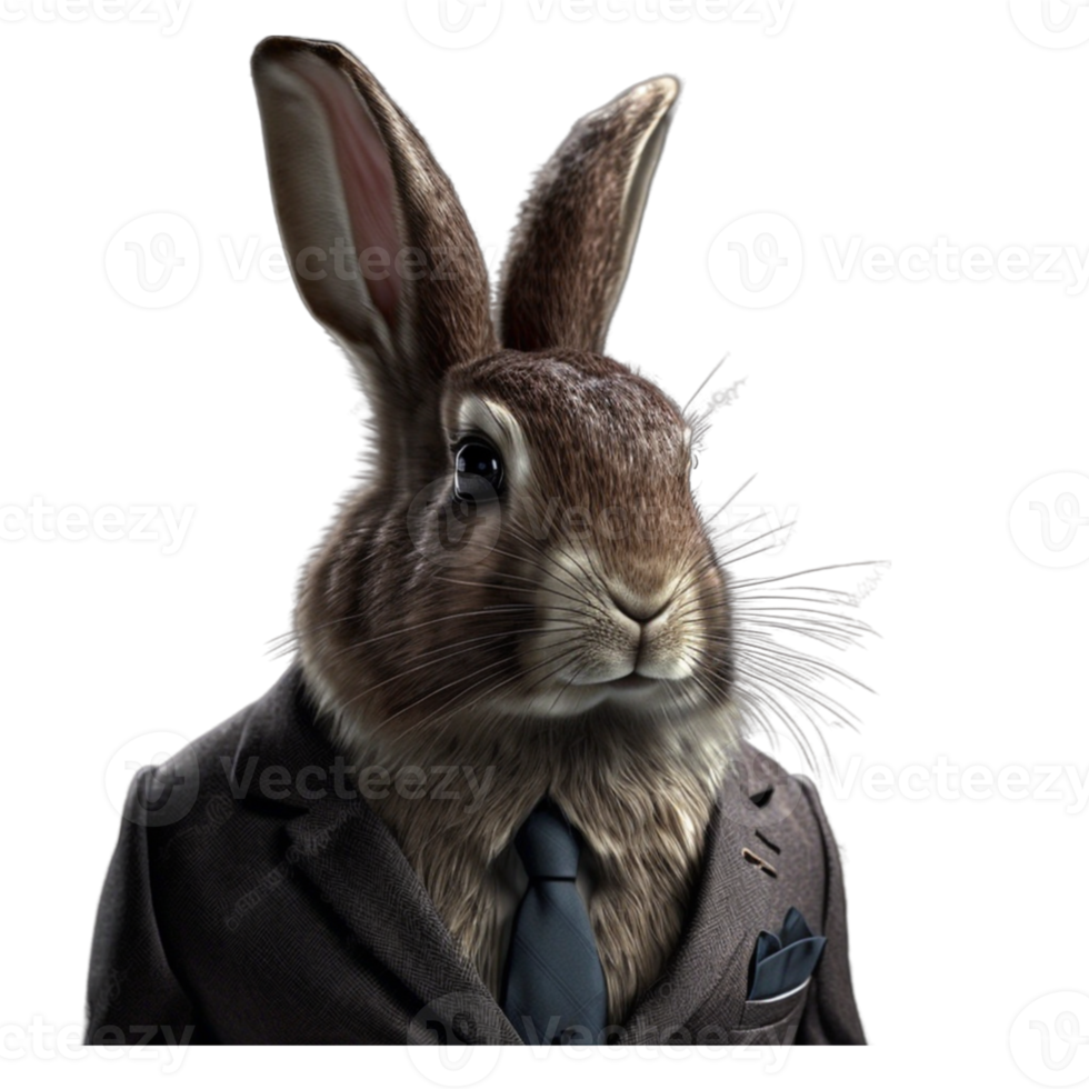 Portrait of a rabbit dressed in a formal business suit png