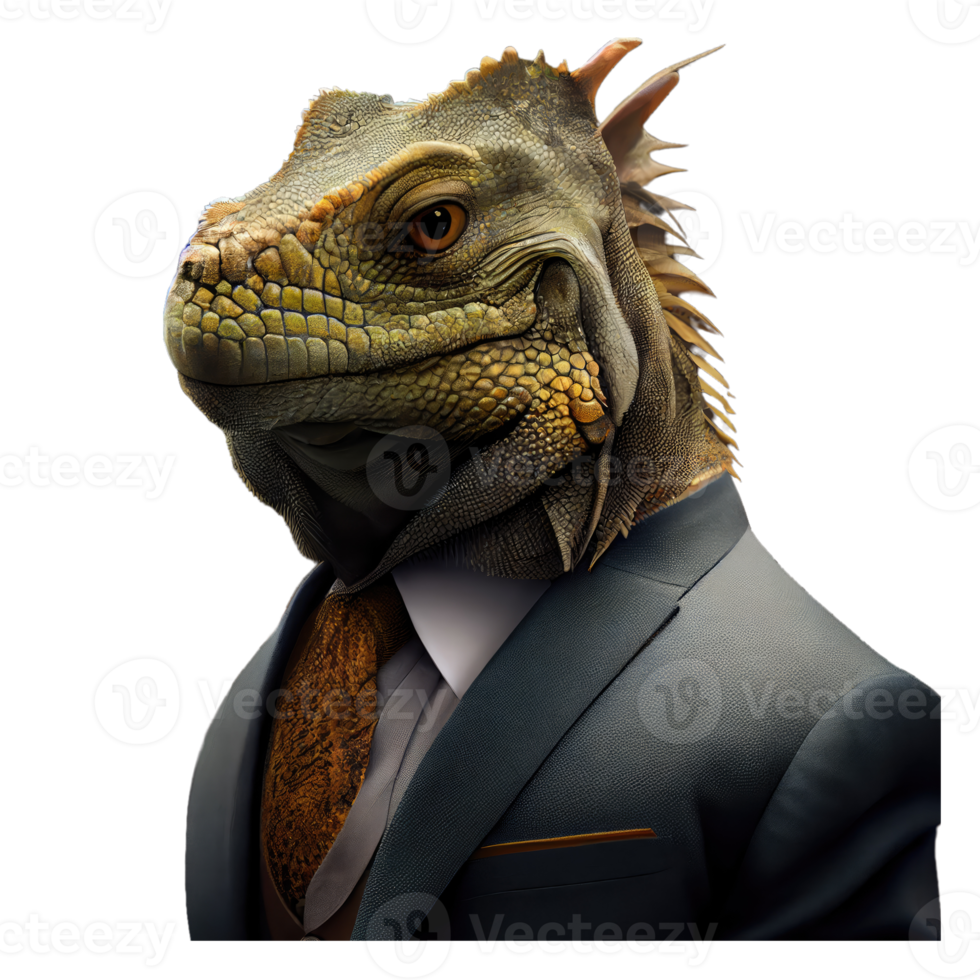 Portrait of a iguana dressed in a formal business suit png