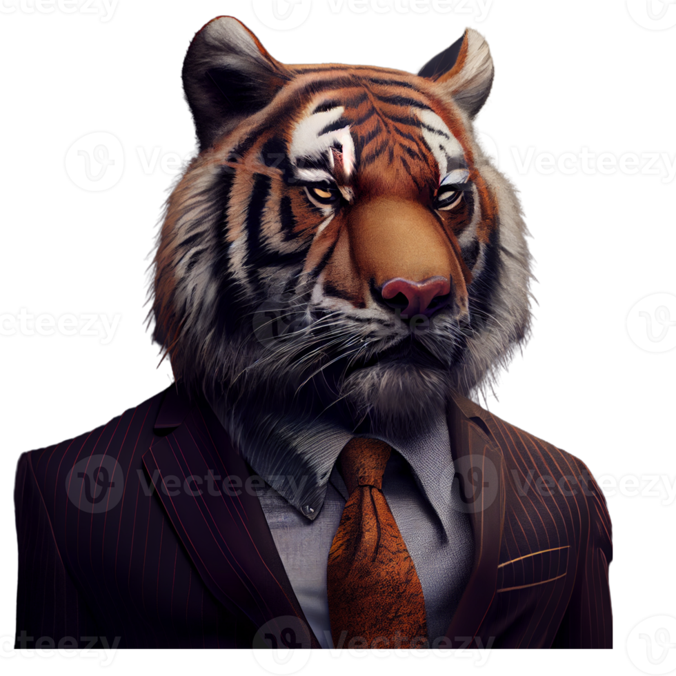ritratto di un' tigre vestito nel un' formale attività commerciale completo da uomo png