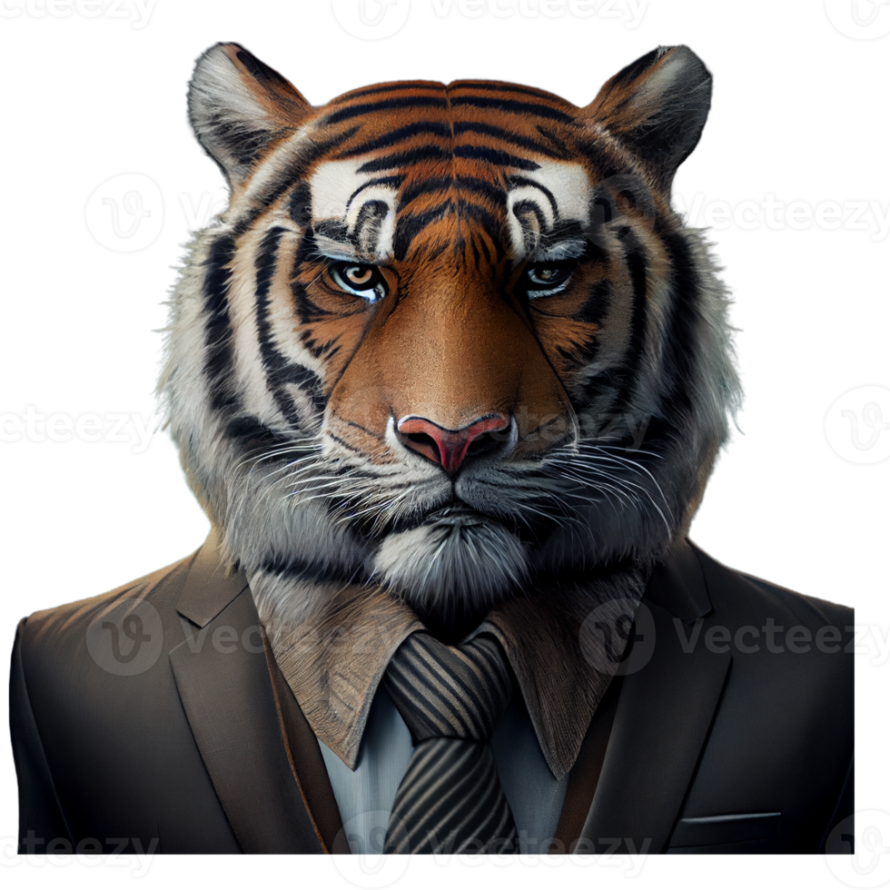 Portrait of a Tiger dressed in a formal business suit png
