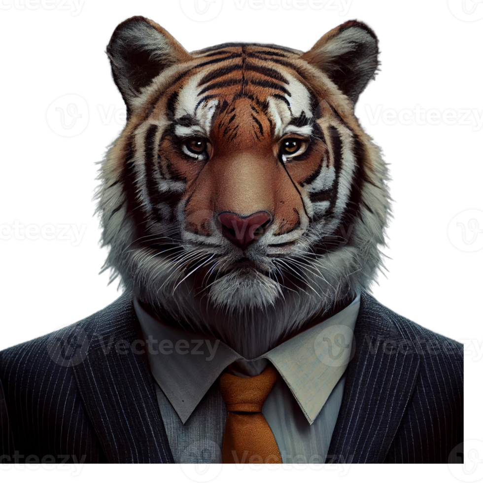 Portrait of a Tiger dressed in a formal business suit png