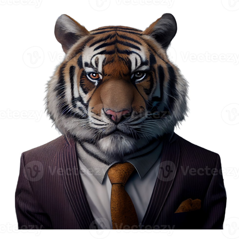 Portrait of a Tiger dressed in a formal business suit png