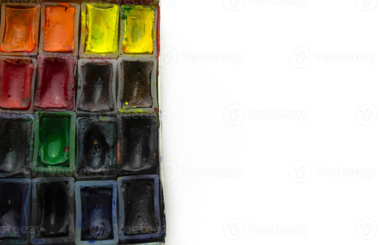 Watercolor paints on a white background. photo