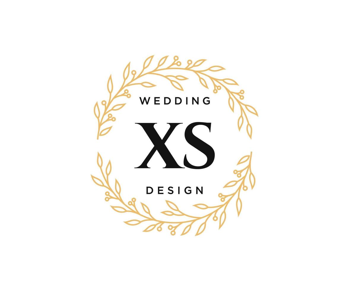 colección de logotipos de monograma de boda con letras iniciales xs, plantillas florales y minimalistas modernas dibujadas a mano para tarjetas de invitación, guardar la fecha, identidad elegante para restaurante, boutique, café en vector