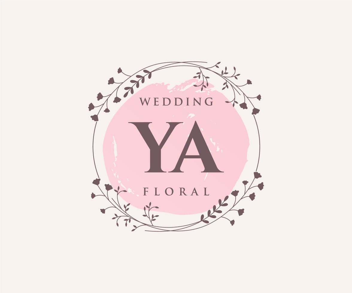 YA Initials letter Wedding monogram logos template, hand drawn modern minimalistic and floral templates for Invitation cards, Save the Date, elegant identity. vector