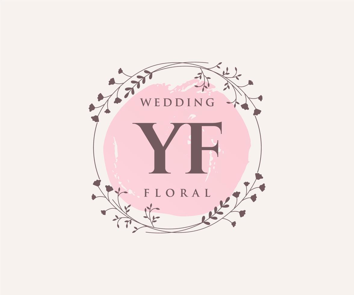 plantilla de logotipos de monograma de boda con letras iniciales de yf, plantillas florales y minimalistas modernas dibujadas a mano para tarjetas de invitación, guardar la fecha, identidad elegante. vector