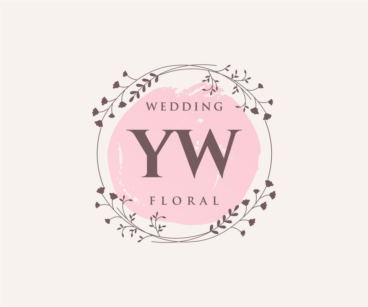 plantilla de logotipos de monograma de boda con letras iniciales de yw, plantillas florales y minimalistas modernas dibujadas a mano para tarjetas de invitación, guardar la fecha, identidad elegante. vector