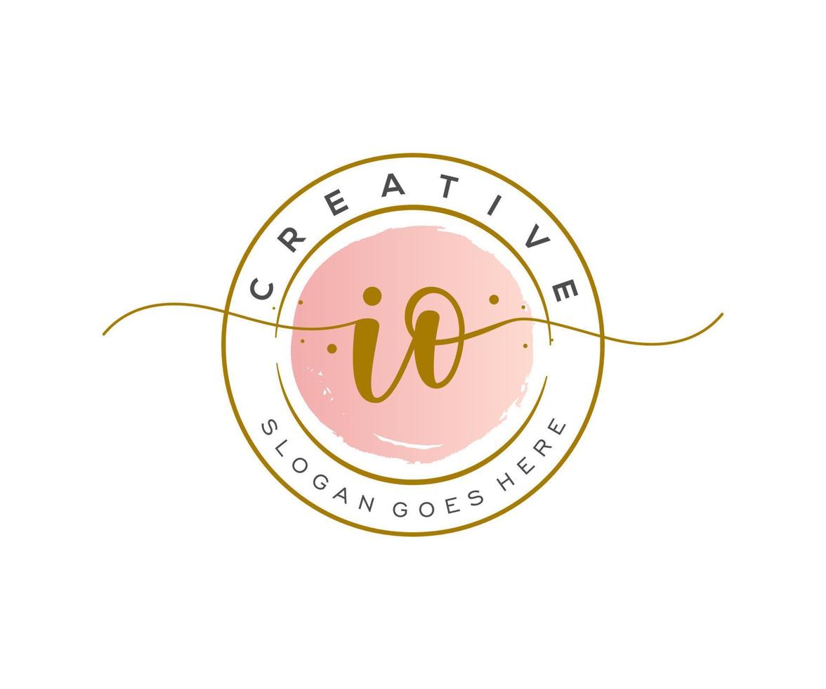 initial IO Feminine logo beauty monogram and elegant logo design, handwriting logo of initial signature, wedding, fashion, floral and botanical with creative template. vector