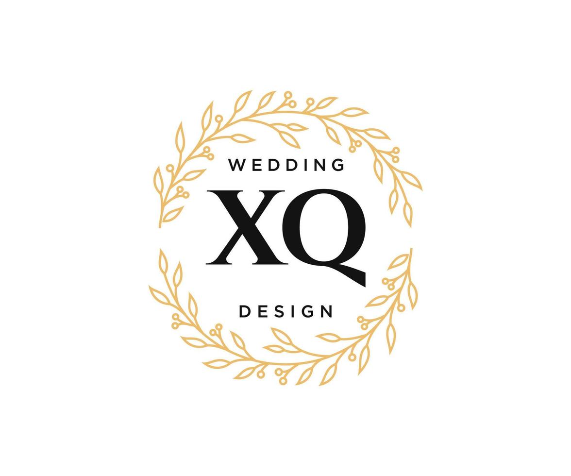 colección de logotipos de monograma de boda con letras iniciales xq, plantillas florales y minimalistas modernas dibujadas a mano para tarjetas de invitación, guardar la fecha, identidad elegante para restaurante, boutique, café en vector