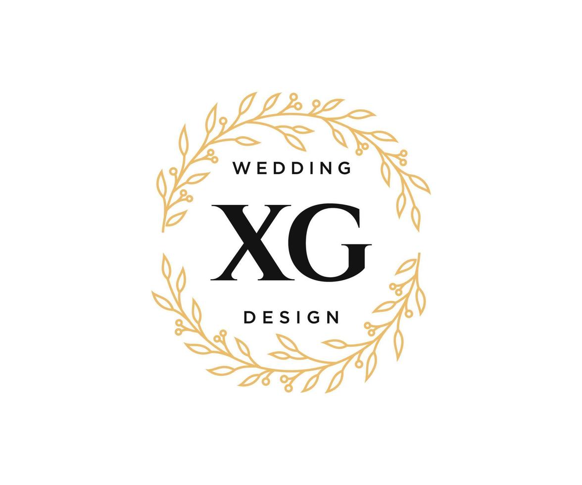 XG Initials letter Wedding monogram logos collection, hand drawn modern minimalistic and floral templates for Invitation cards, Save the Date, elegant identity for restaurant, boutique, cafe in vector
