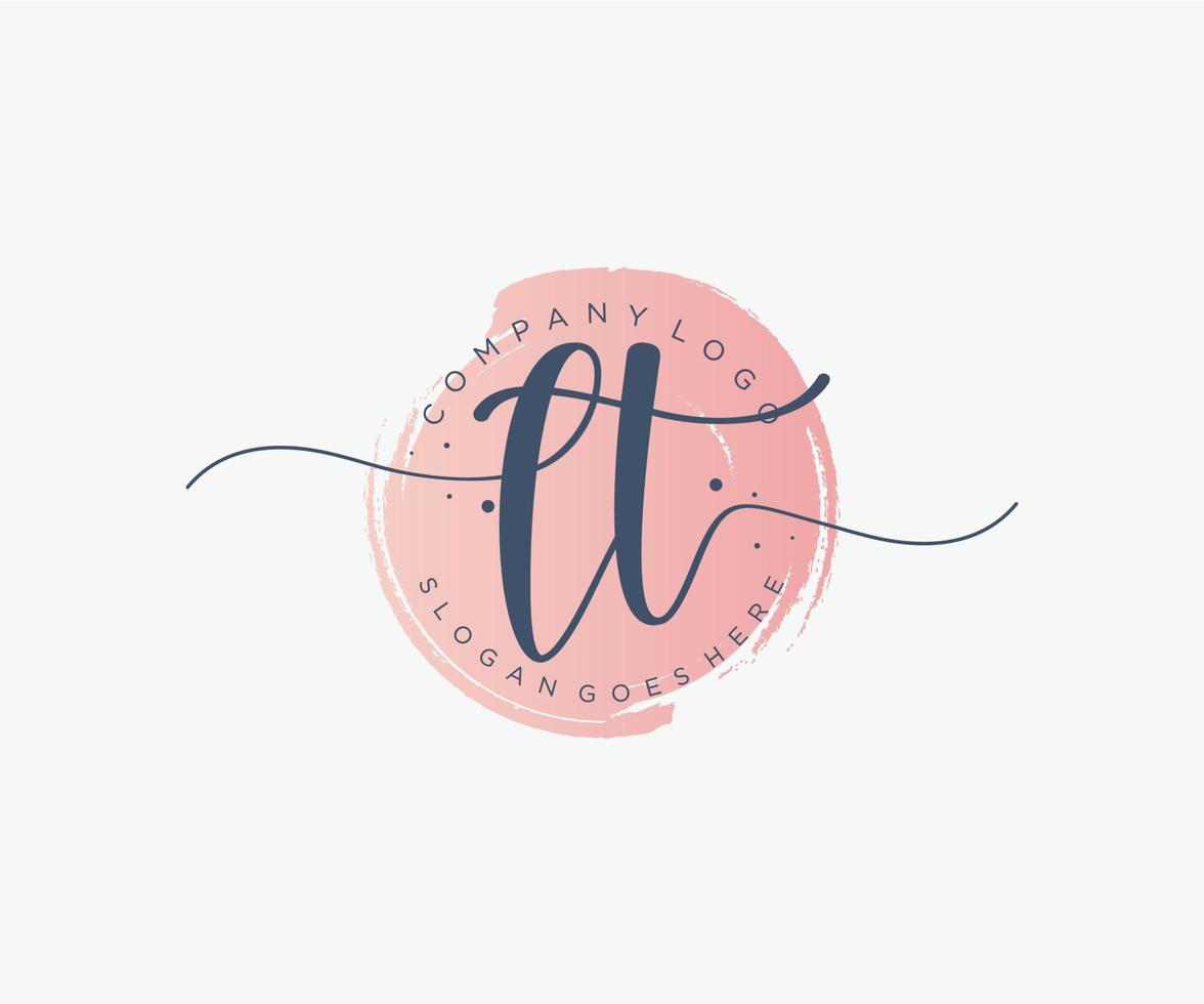 Initial LT feminine logo. Usable for Nature, Salon, Spa, Cosmetic and Beauty Logos. Flat Vector Logo Design Template Element.