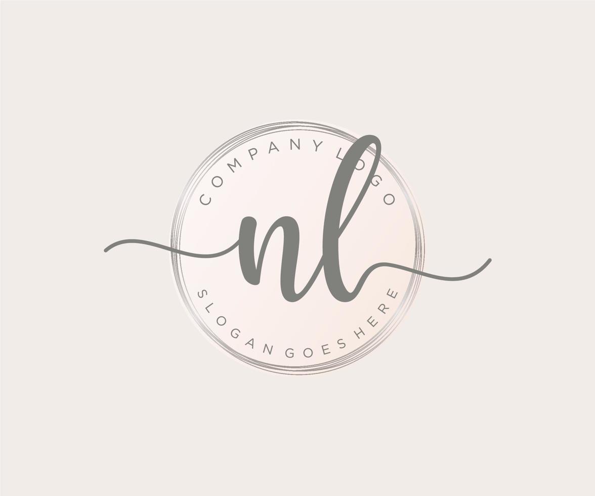 Initial NL feminine logo. Usable for Nature, Salon, Spa, Cosmetic and Beauty Logos. Flat Vector Logo Design Template Element.