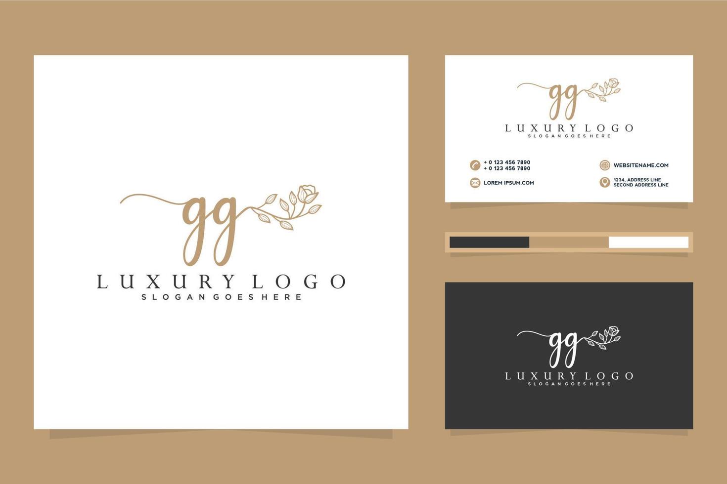 Initial GG Feminine logo collections and business card templat Premium Vector