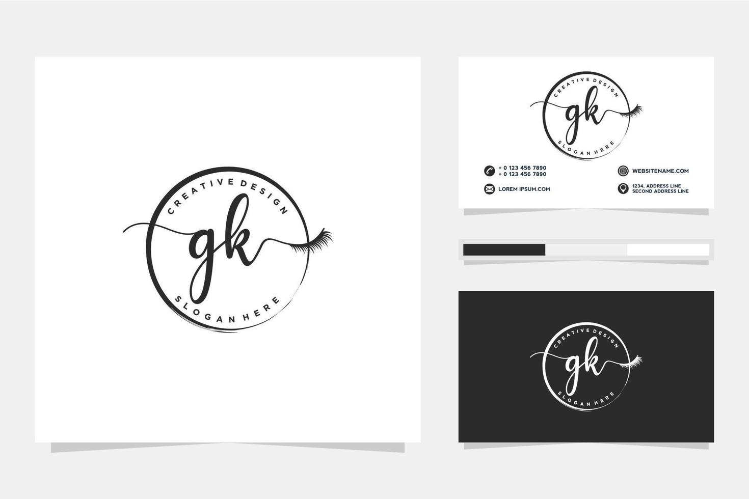 colecciones iniciales de logotipos femeninos gk y vector premium de plantilla de tarjeta de visita