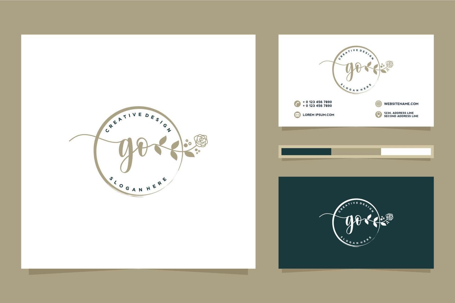 Initial GO Feminine logo collections and business card templat Premium Vector