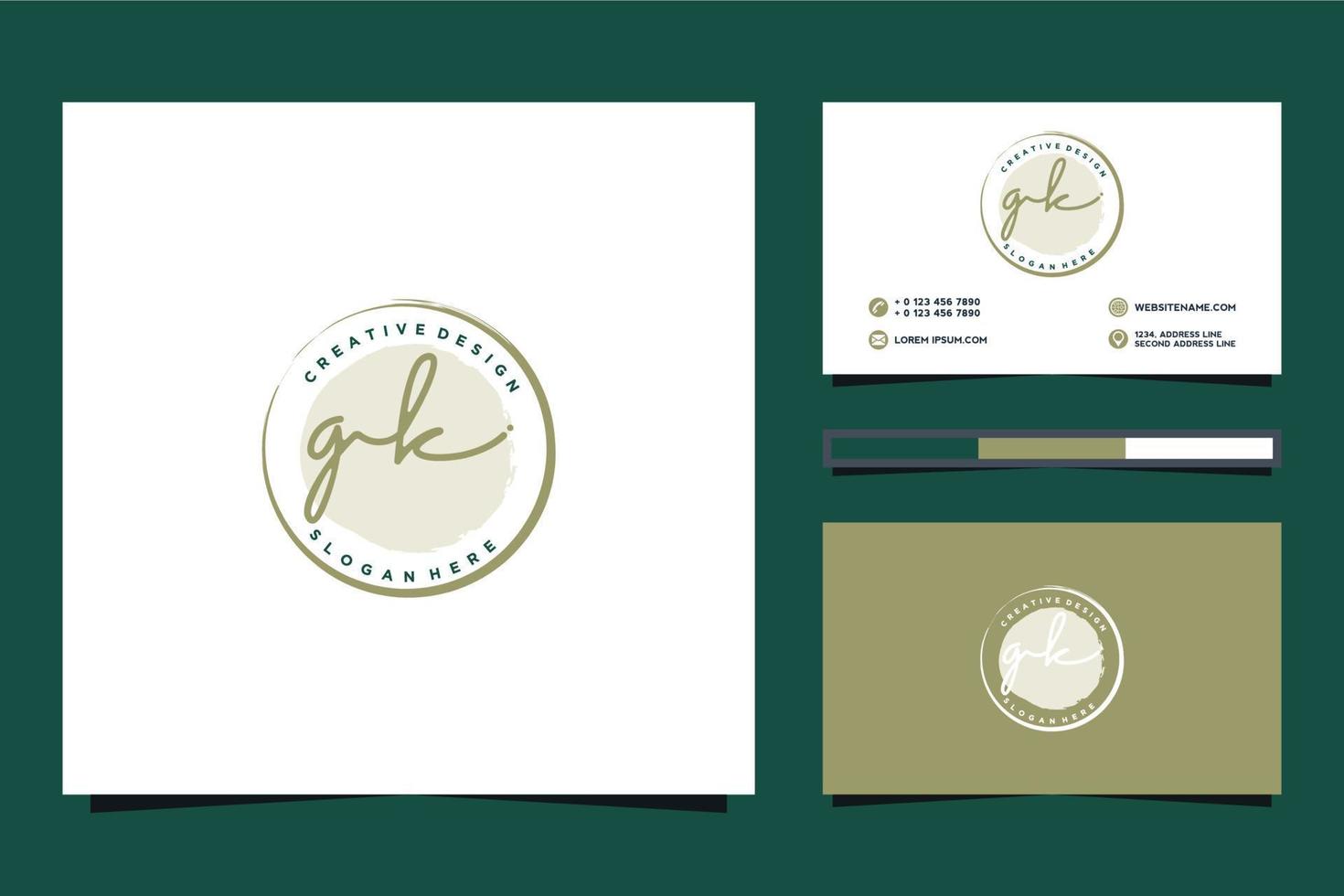 colecciones iniciales de logotipos femeninos gk y vector premium de plantilla de tarjeta de visita