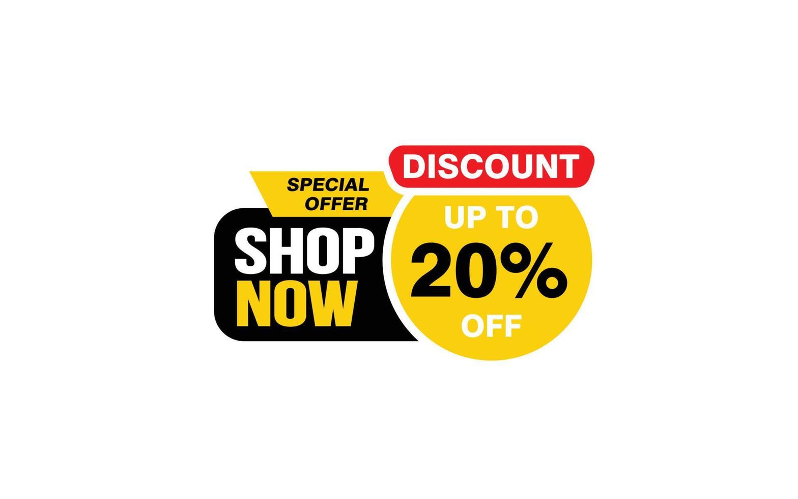 20 Percent SHOP NOW offer, clearance, promotion banner layout with sticker style. vector