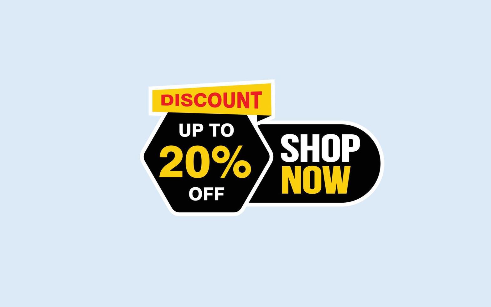 20 Percent SHOP NOW offer, clearance, promotion banner layout with sticker style. vector