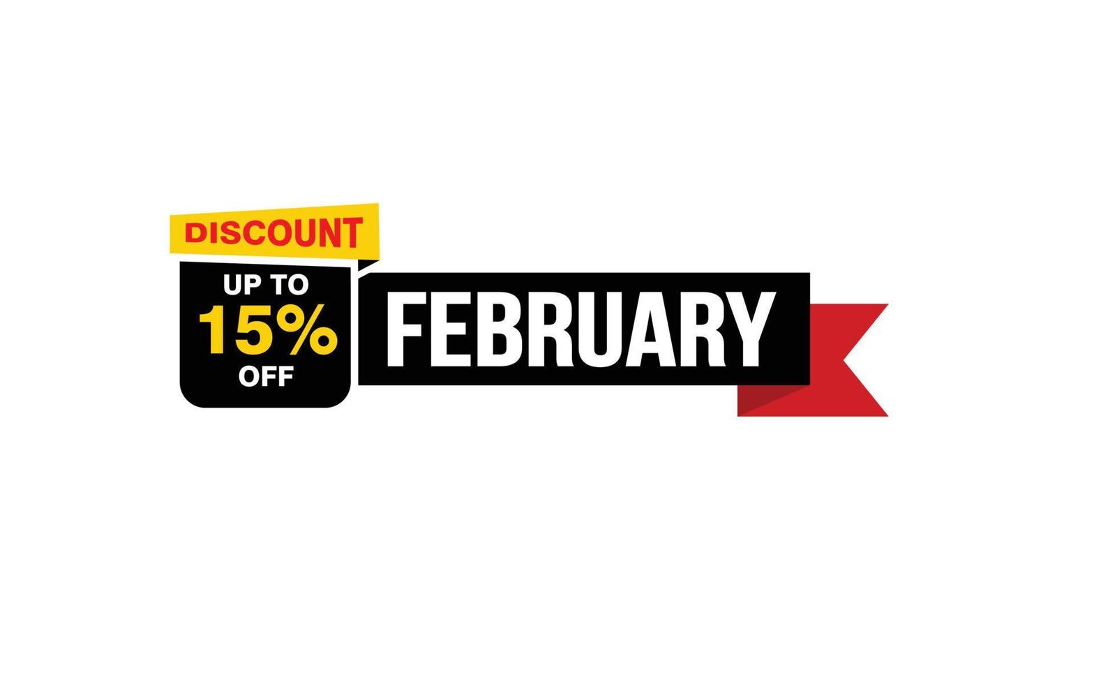 15 Percent FEBRUARY discount offer, clearance, promotion banner layout with sticker style. vector