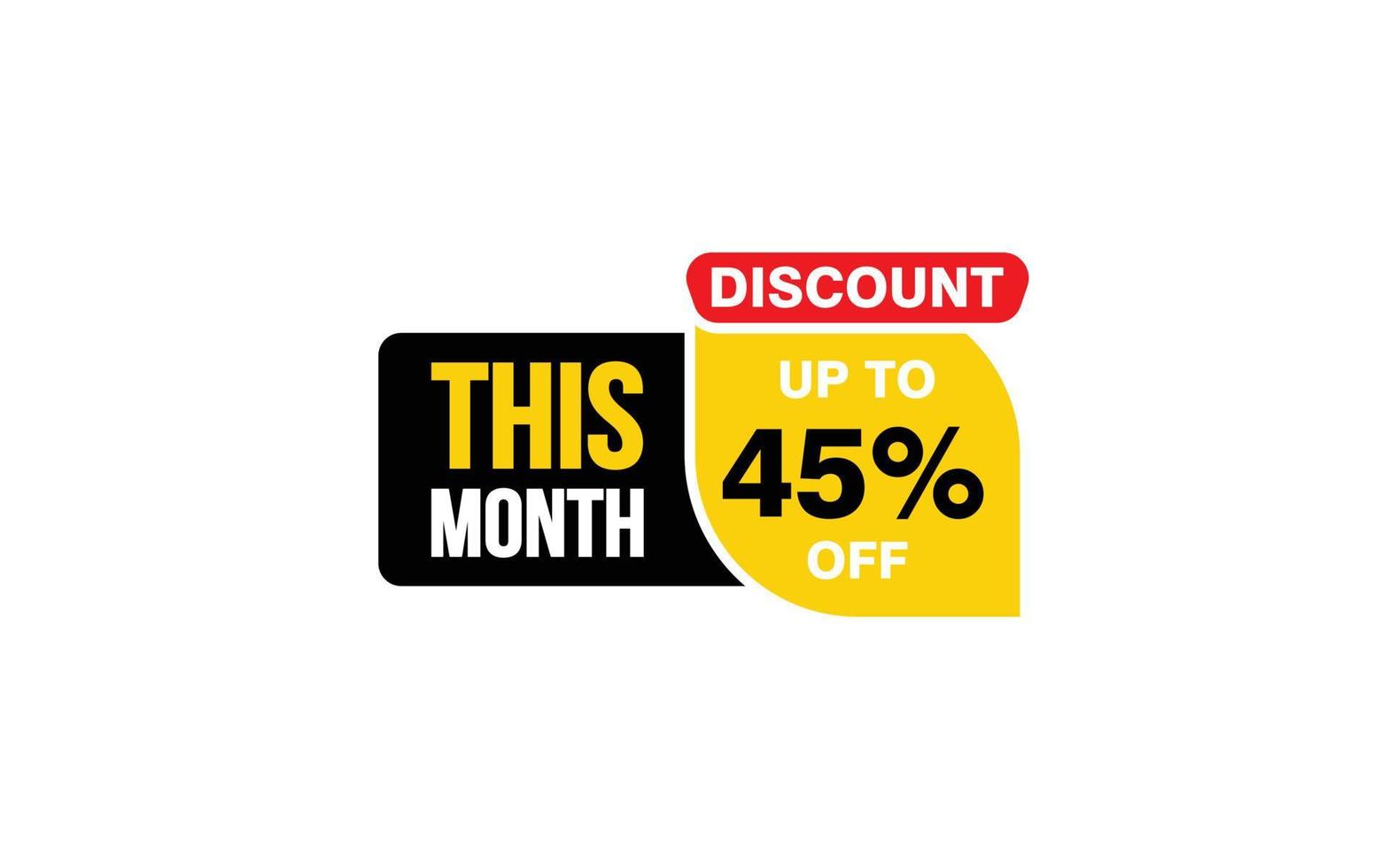 45 Percent THIS MONTH offer, clearance, promotion banner layout with sticker style. vector