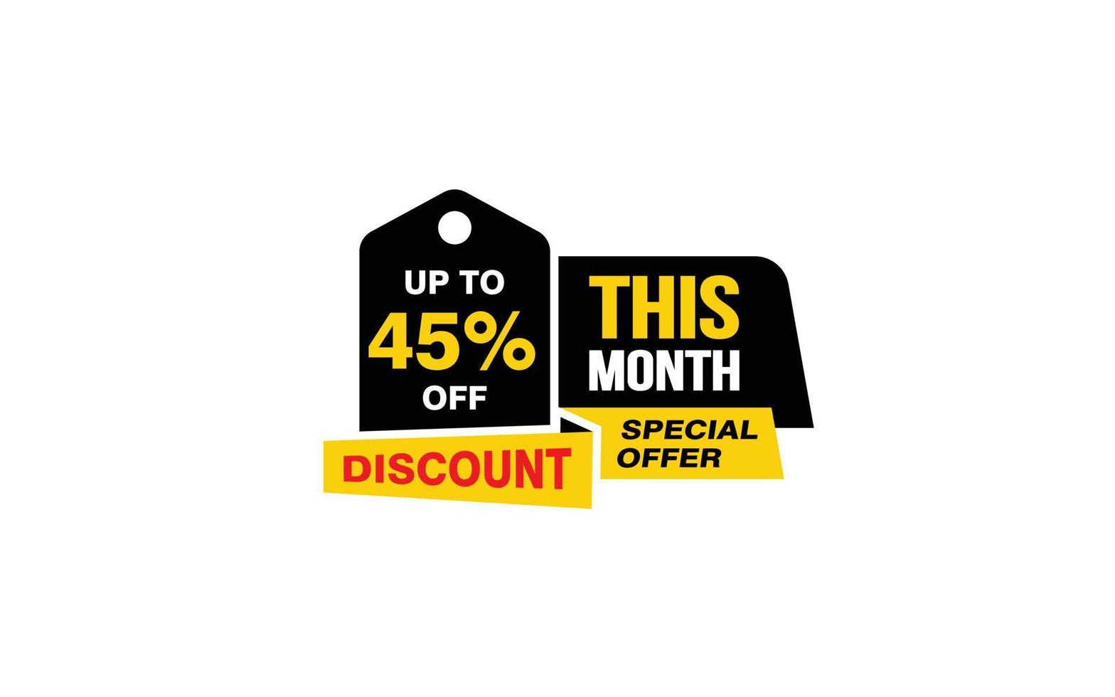 45 Percent THIS MONTH offer, clearance, promotion banner layout with sticker style. vector