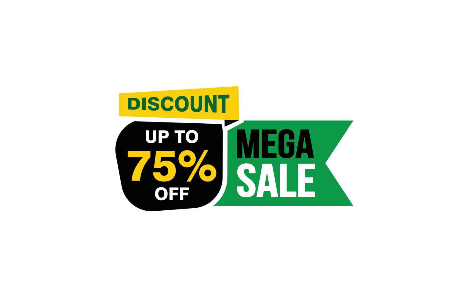 75 Percent MEGA SALE offer, clearance, promotion banner layout with sticker style. vector