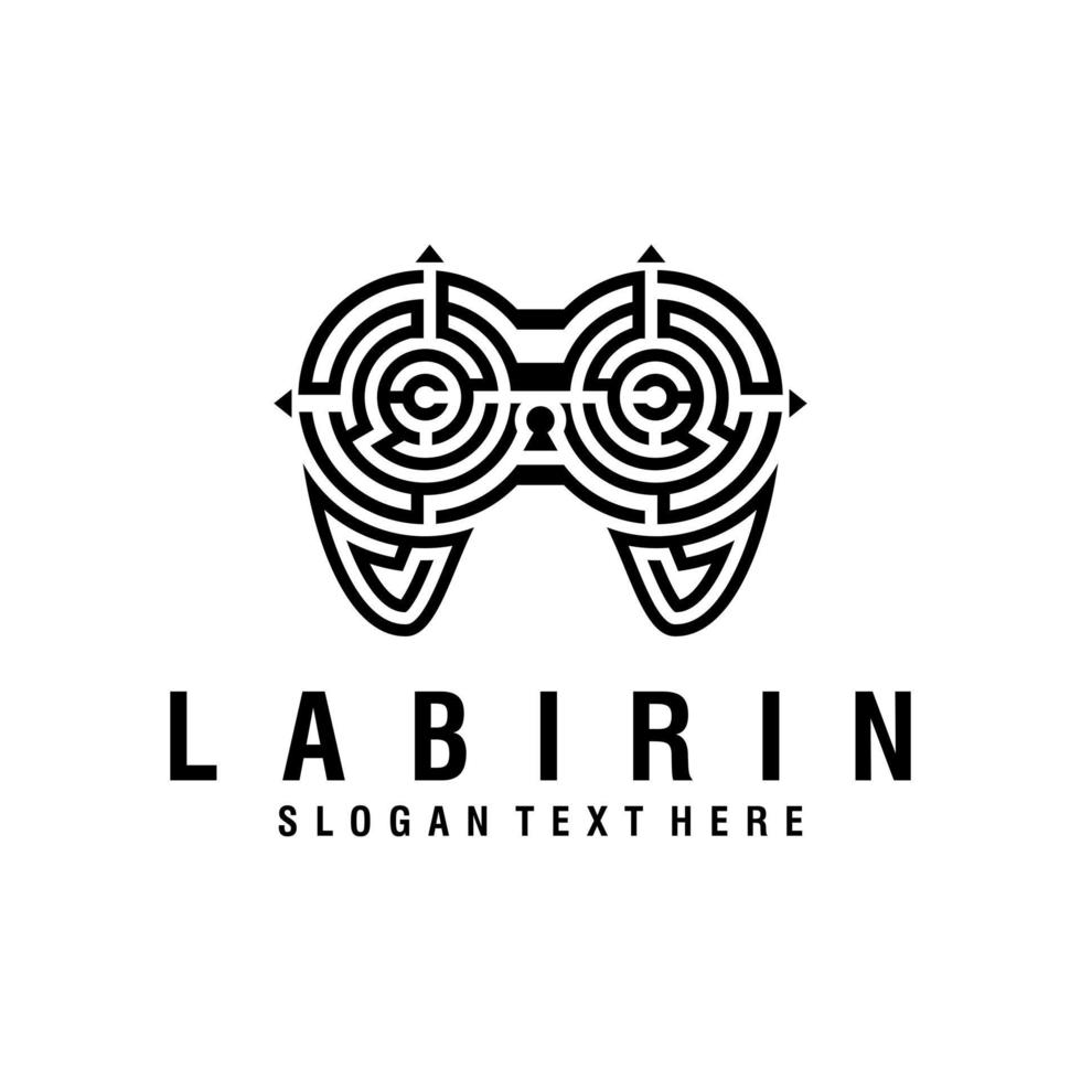 maze line logo design vector