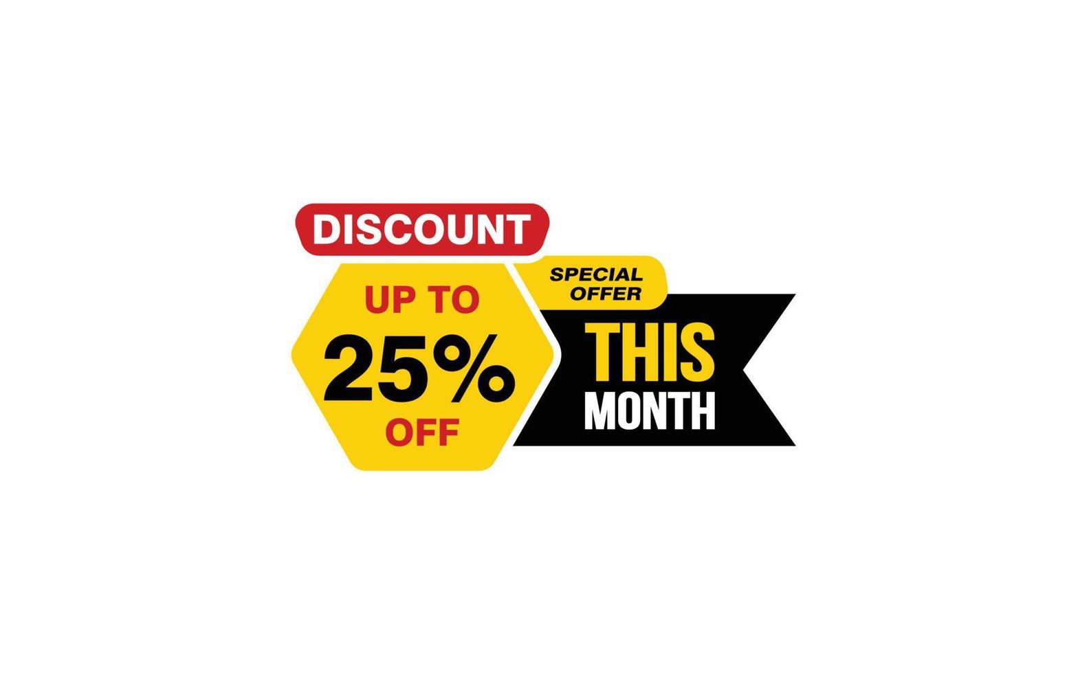 25 Percent THIS MONTH offer, clearance, promotion banner layout with sticker style. vector