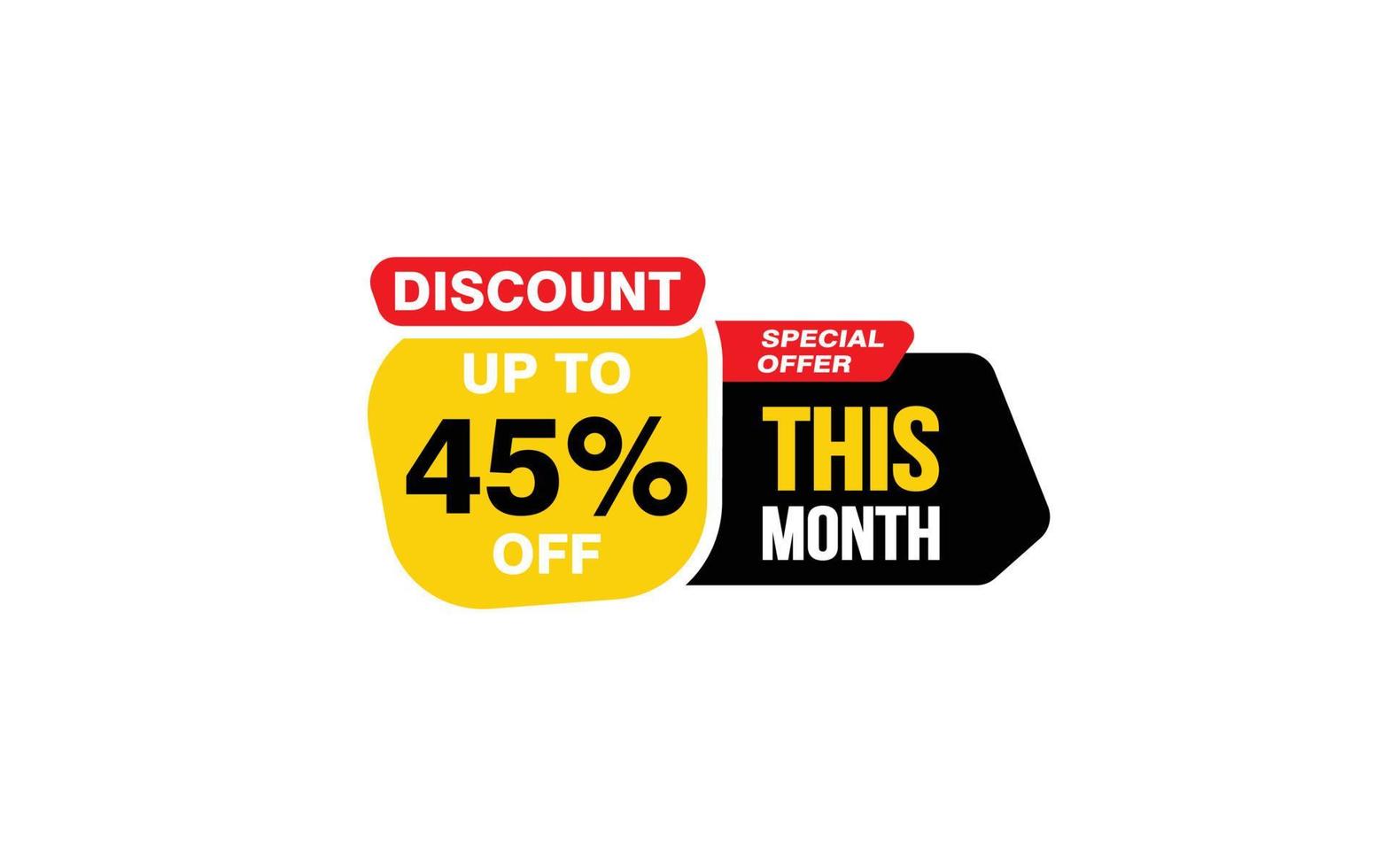 45 Percent THIS MONTH offer, clearance, promotion banner layout with sticker style. vector