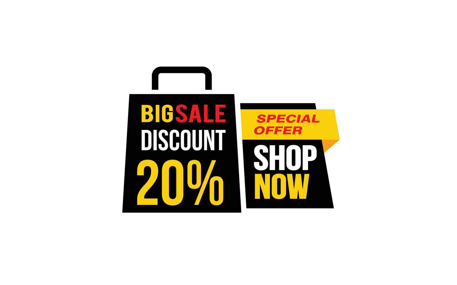 20 Percent SHOP NOW offer, clearance, promotion banner layout with sticker style. vector