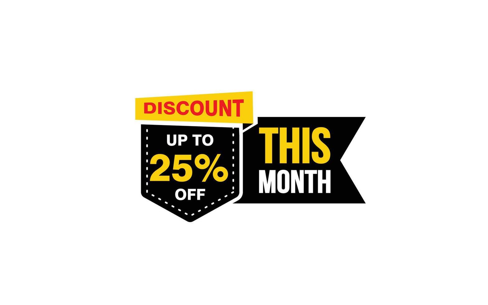 25 Percent THIS MONTH offer, clearance, promotion banner layout with sticker style. vector
