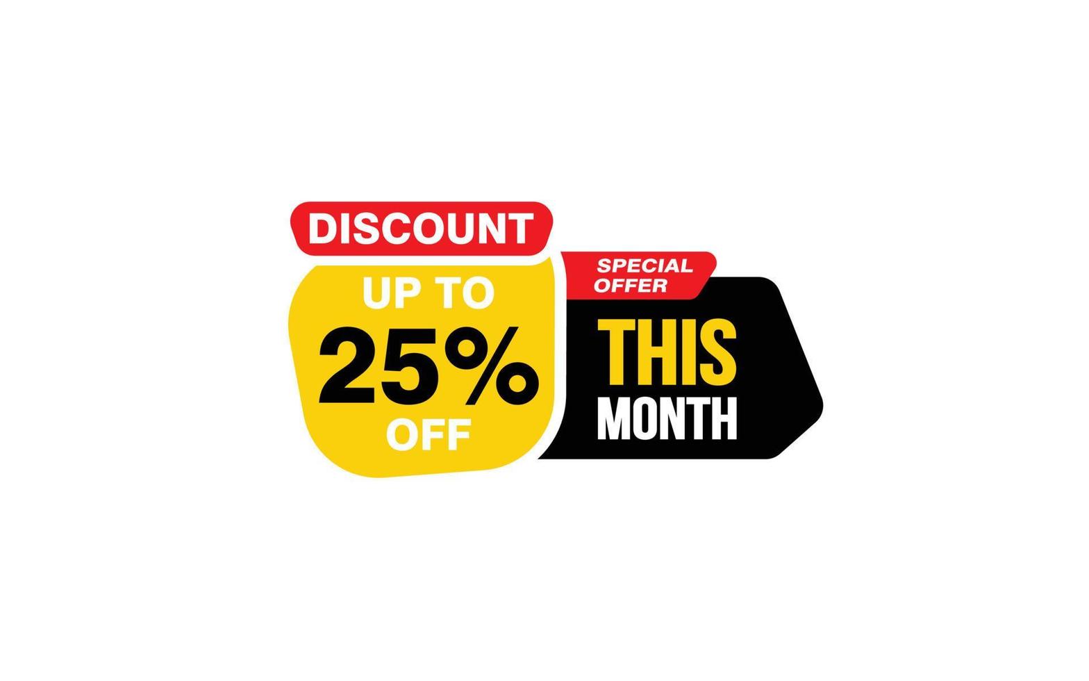 25 Percent THIS MONTH offer, clearance, promotion banner layout with sticker style. vector