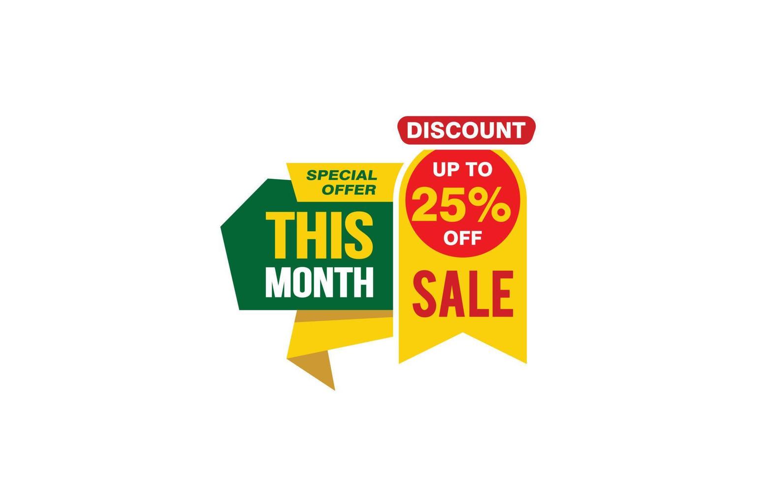 25 Percent THIS MONTH offer, clearance, promotion banner layout with sticker style. vector