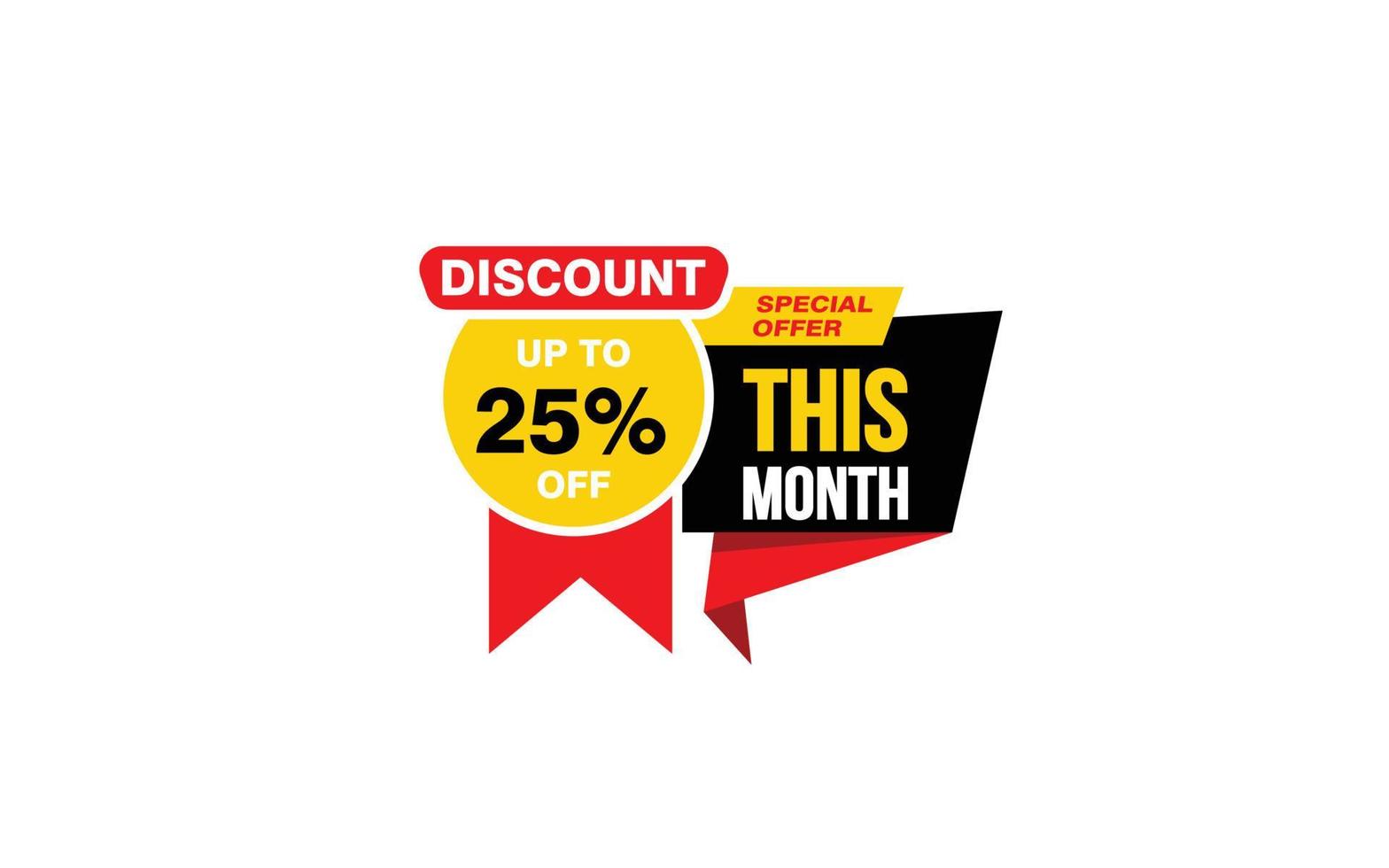 25 Percent THIS MONTH offer, clearance, promotion banner layout with sticker style. vector