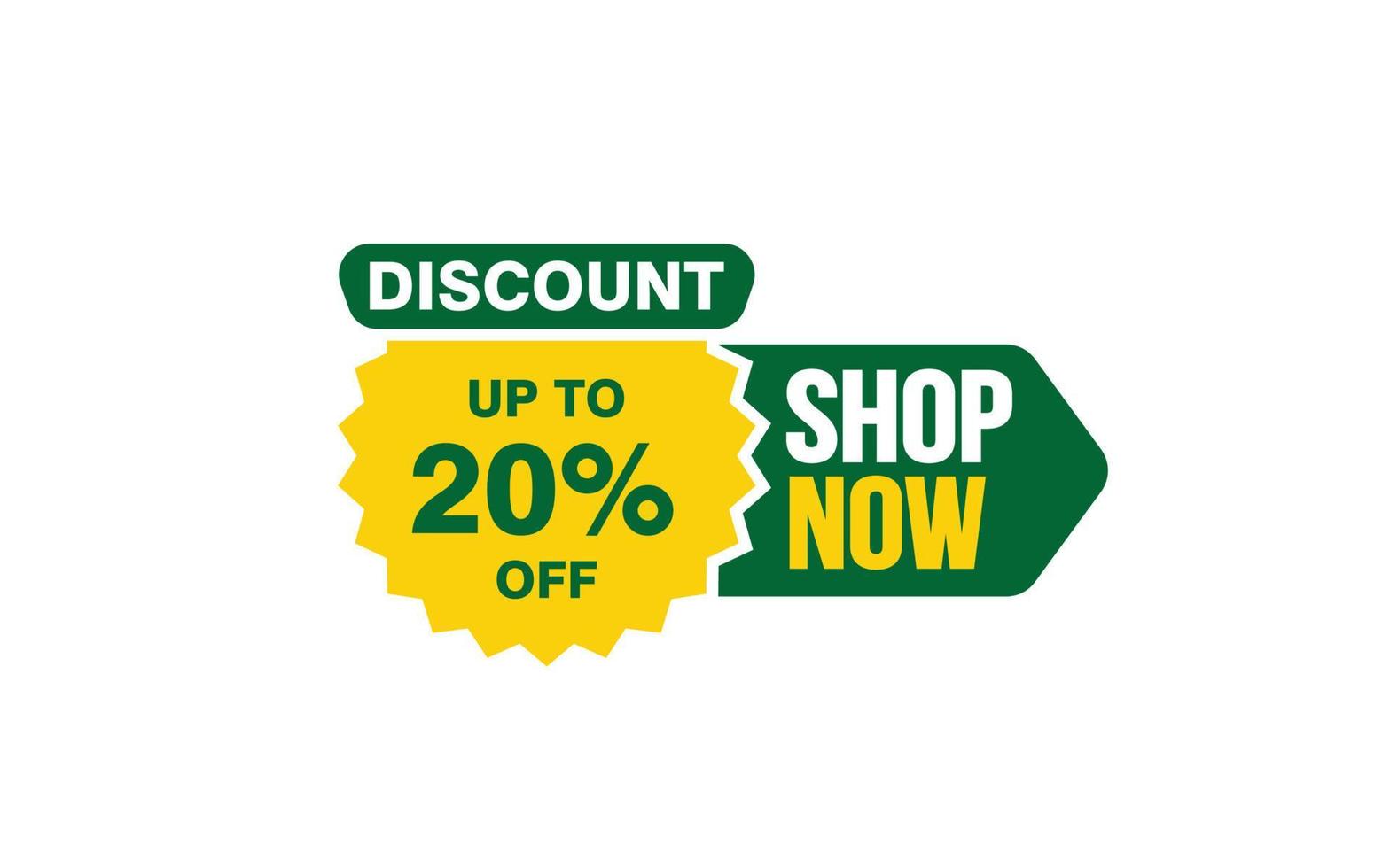 20 Percent SHOP NOW offer, clearance, promotion banner layout with sticker style. vector