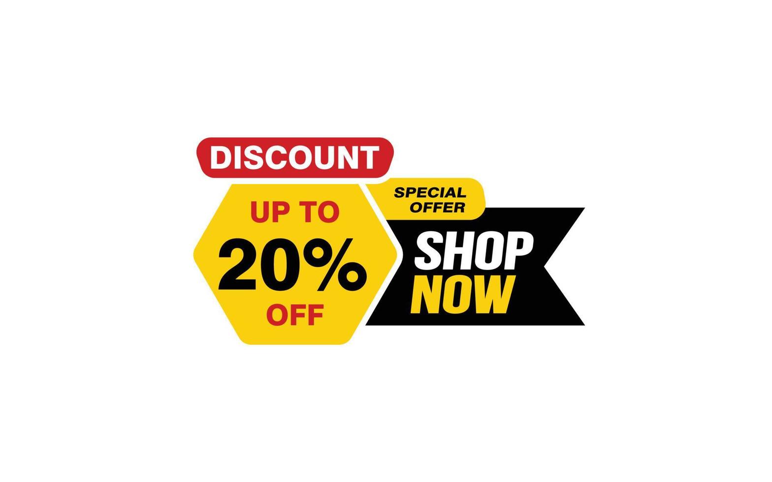 20 Percent SHOP NOW offer, clearance, promotion banner layout with sticker style. vector