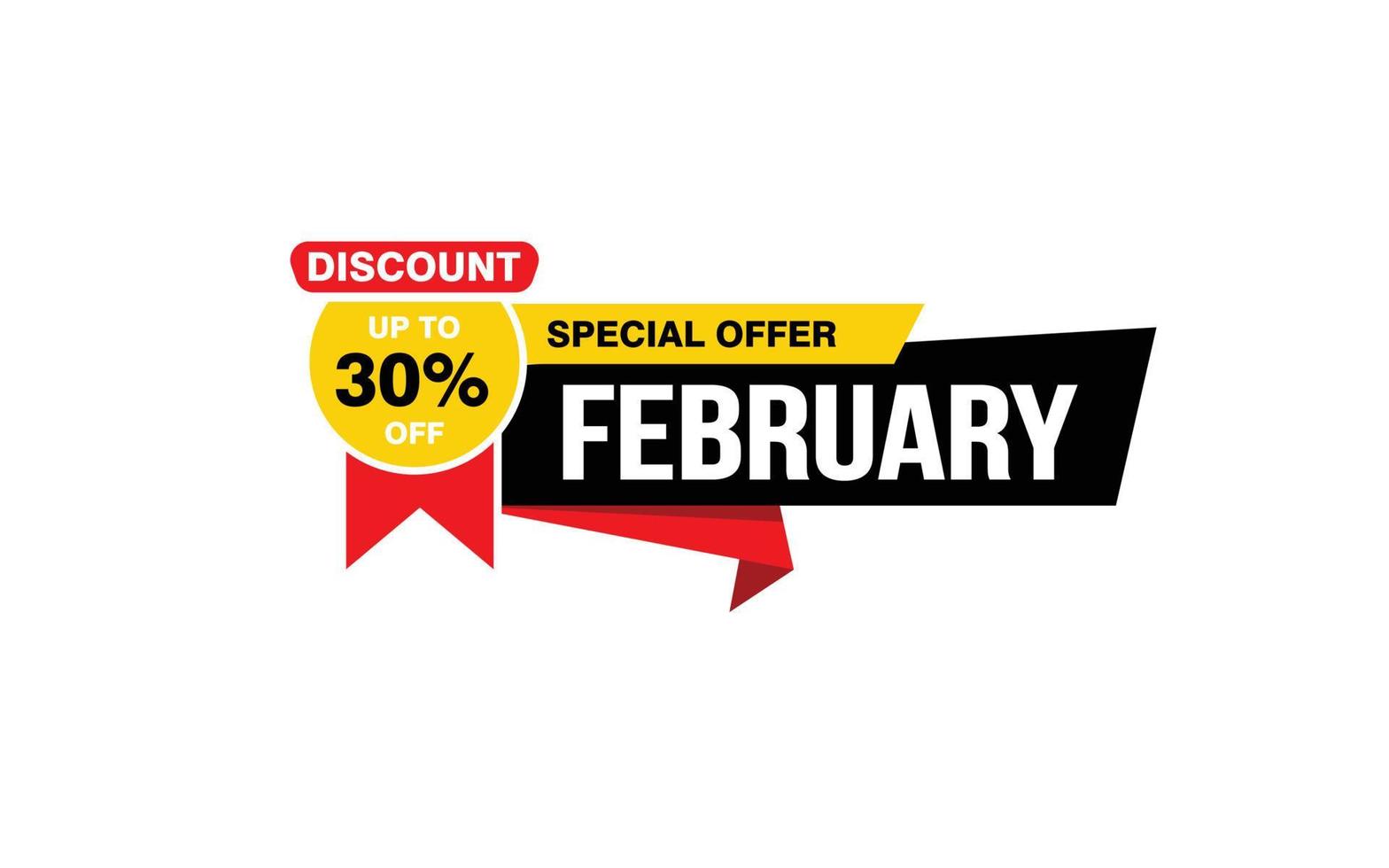 30 Percent FEBRUARY discount offer, clearance, promotion banner layout with sticker style. vector