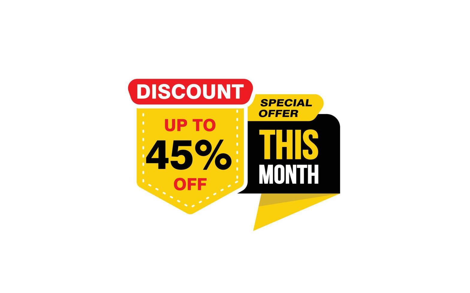 45 Percent THIS MONTH offer, clearance, promotion banner layout with sticker style. vector