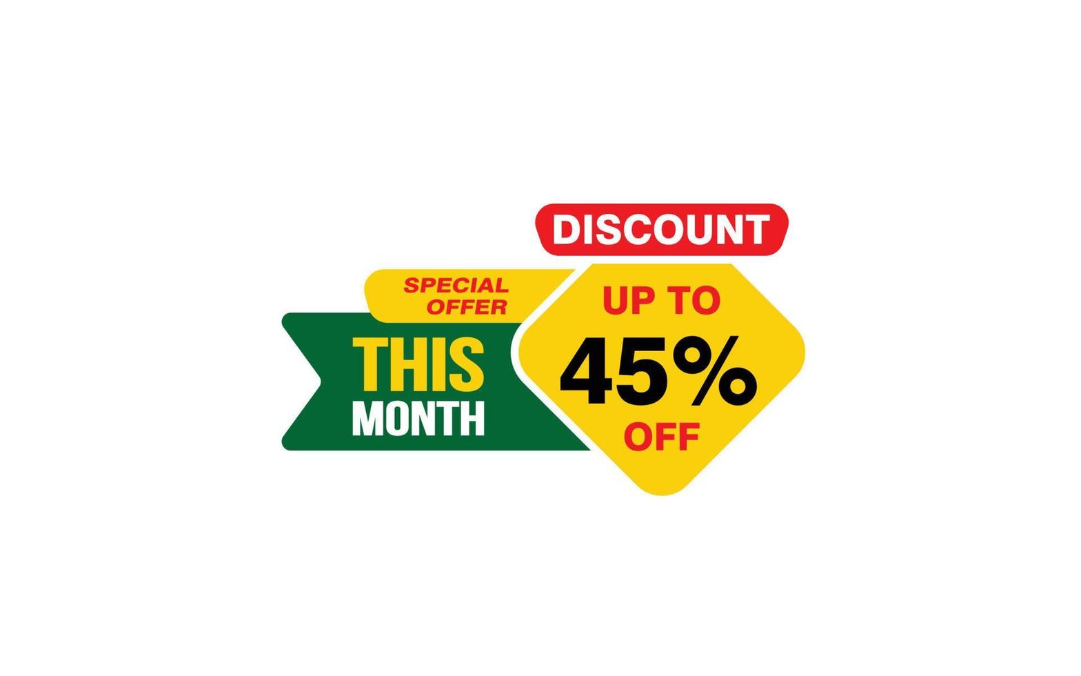 45 Percent THIS MONTH offer, clearance, promotion banner layout with sticker style. vector