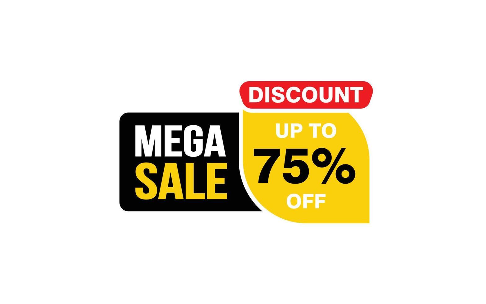 75 Percent MEGA SALE offer, clearance, promotion banner layout with sticker style. vector