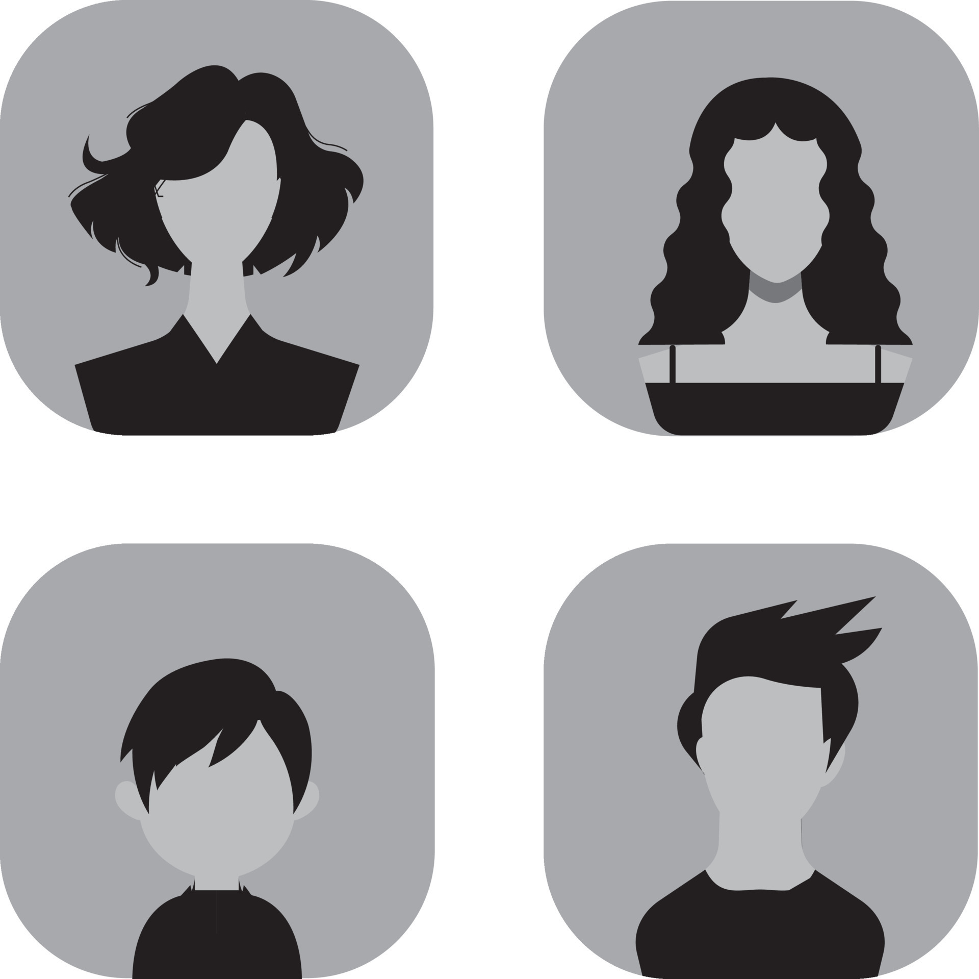 Default Placeholder Avatar Profile on Gray Background. Man and Woman