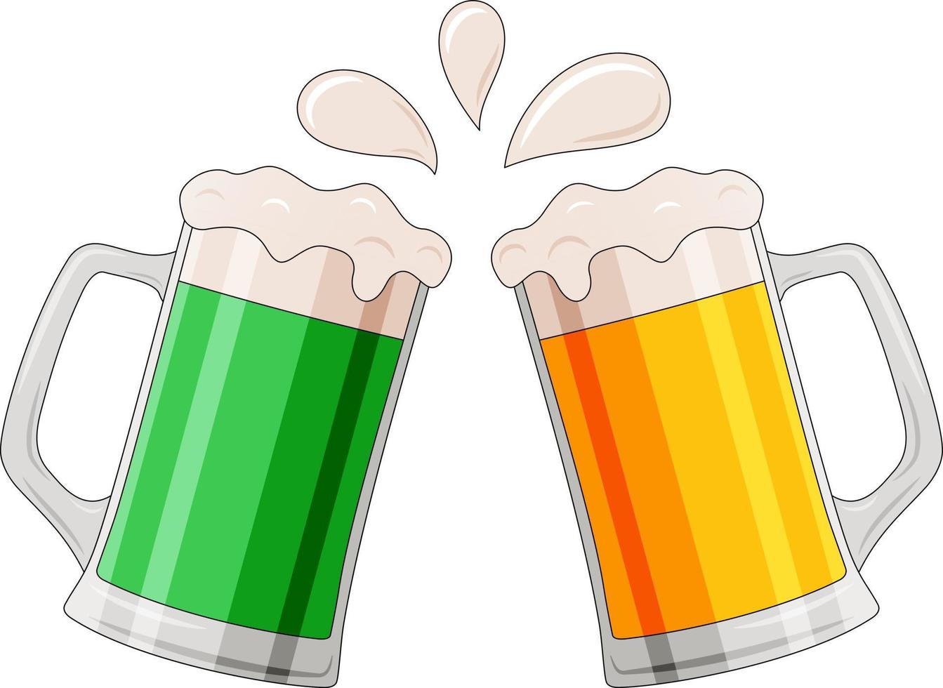 Colorful Cartoon Two Fancy Beer Glass Stock Vector - Illustration