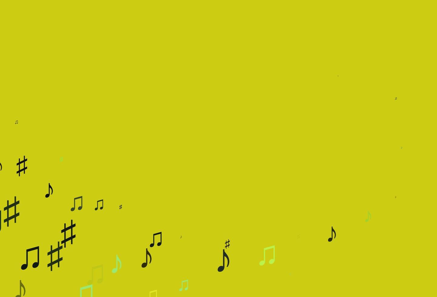 plantilla de vector verde claro, amarillo con símbolos musicales.